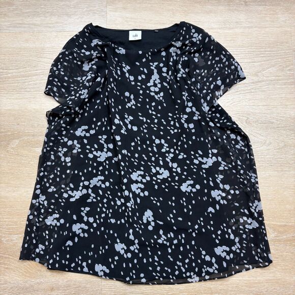 Cabi Pattern Short‎ Sleeve Blouse Women's L Color Black - Picture 1 of 5